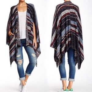 Free People Big Trail Oversized Striped Poncho